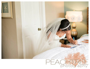 bride in a resort bedroom
