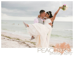 bride and groom wedding on the beach
